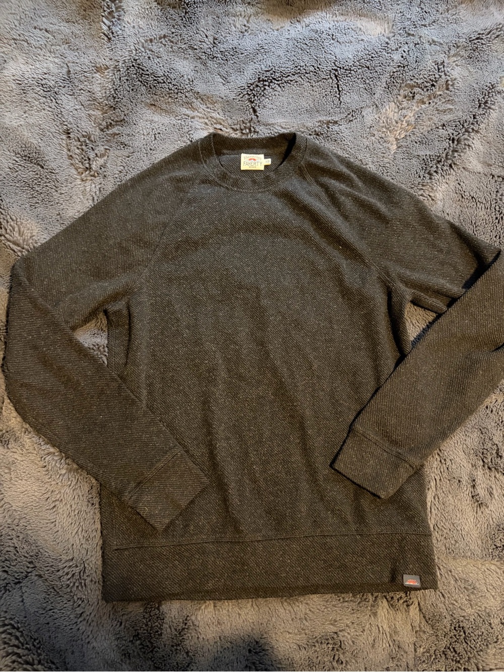 Faherty Charcoal Knit Crewneck Sweater